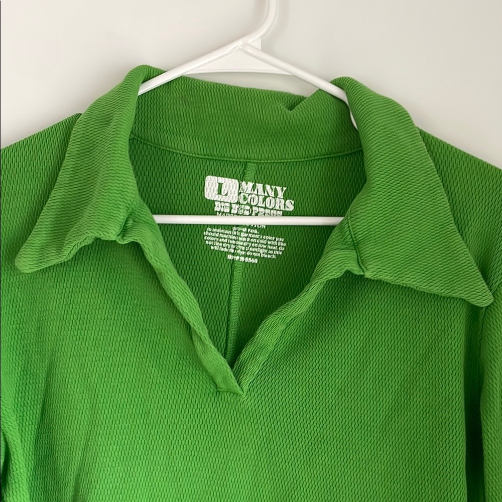 BIG BUD PRESS collard long sleeve T-shirt green large 100% cotton